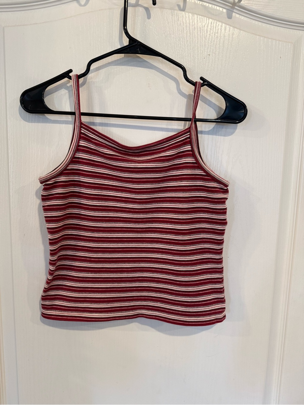 Q&A vintage 90s y2k burgundy tan striped cami tank top medium